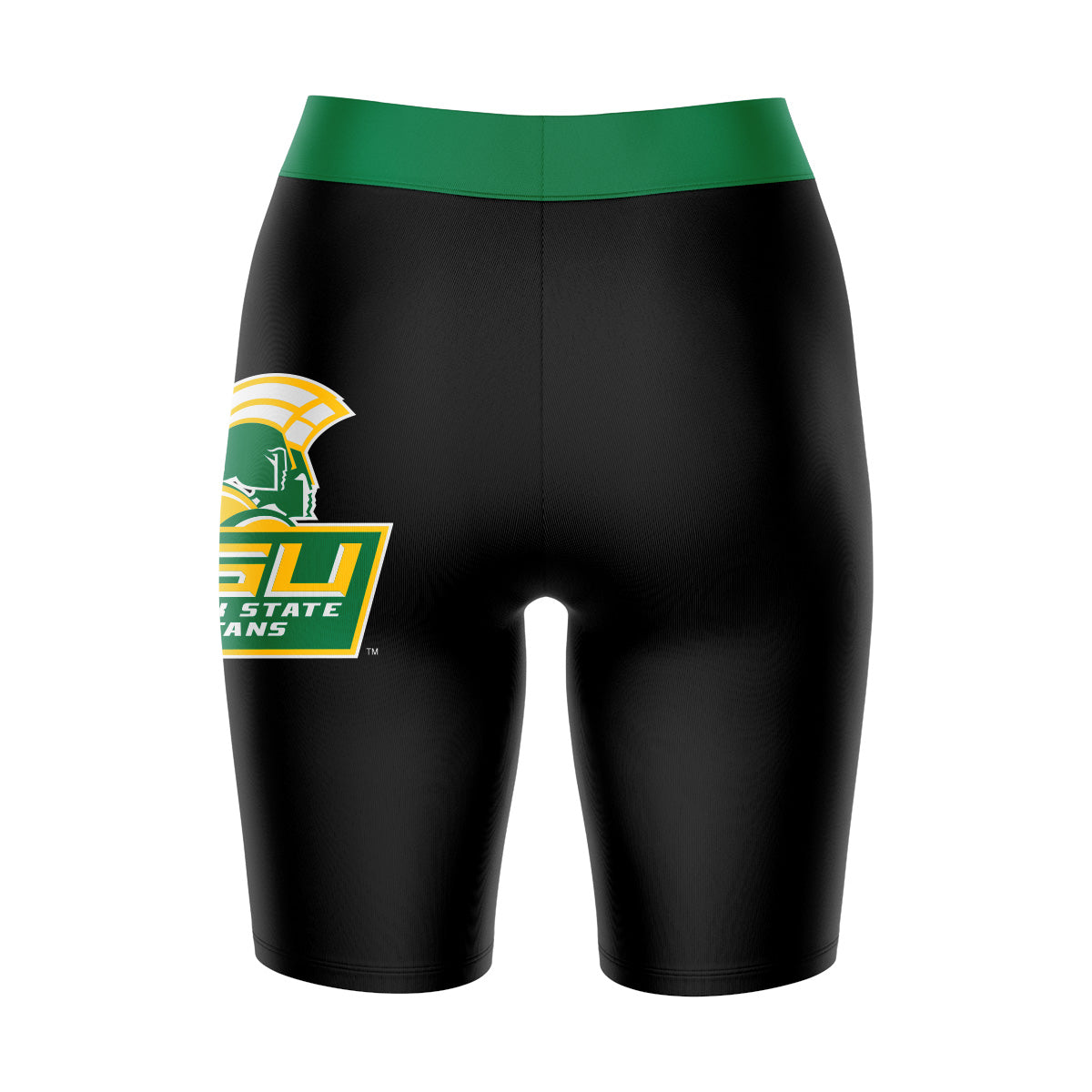 Norfolk State  Spartans Vive La Fete Game Day Logo on Thigh and Waistband Black and Green Women Bike Short 9 Inseam"