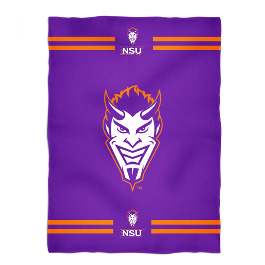 Northwestern State Demons Game Day Soft Premium Fleece Purple Throw Blanket 40 x 58 Logo and Stripes