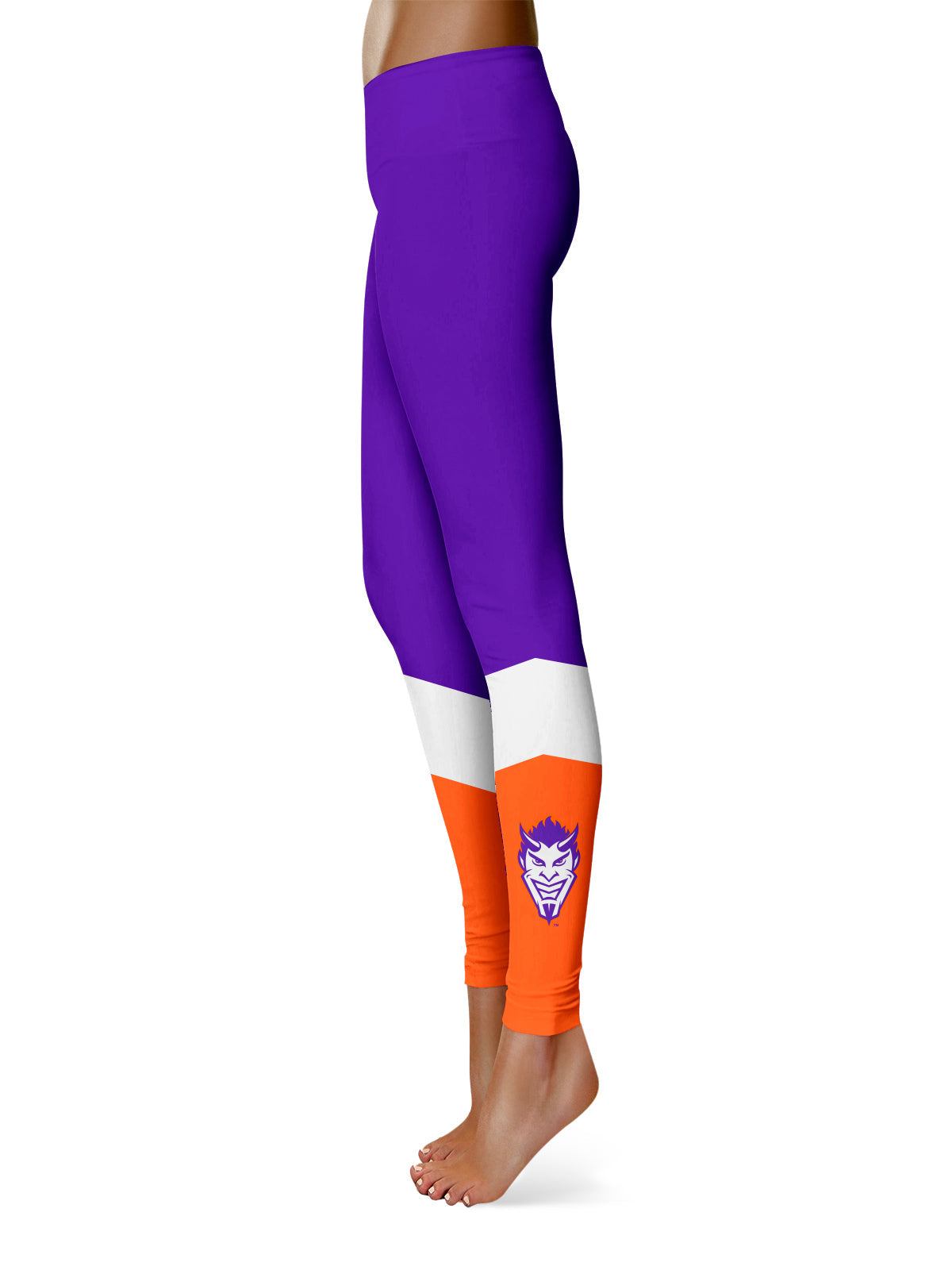 Northwestern State Demons Vive La Fete Game Day Collegiate Ankle Color Block Women Purple Orange Yoga Leggings