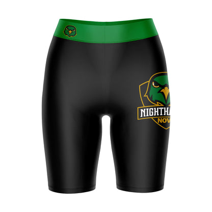 Northern Virginia NightHawks NOVA Vive La Fete Logo on Thigh and Waistband Black & Green Women Bike Short 9 Inseam"