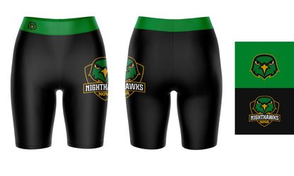 Northern Virginia NightHawks NOVA Vive La Fete Logo on Thigh and Waistband Black & Green Women Bike Short 9 Inseam"