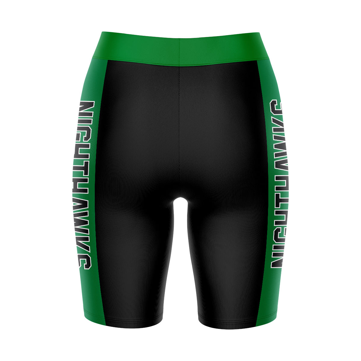 Northern Virginia NightHawks Vive La Fete Game Day Logo on Waistband and Green Stripes Black Women Bike Short 9 Inseam