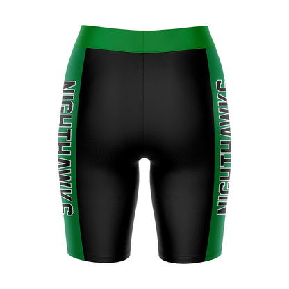 Northern Virginia NightHawks Vive La Fete Game Day Logo on Waistband and Green Stripes Black Women Bike Short 9 Inseam