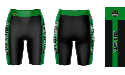 Northern Virginia NightHawks Vive La Fete Game Day Logo on Waistband and Green Stripes Black Women Bike Short 9 Inseam