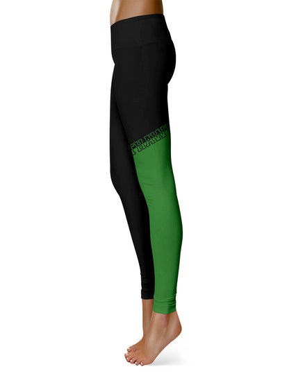 Northern Virginia NightHawks NOVA Vive La Fete Game Day Collegiate Leg Color Block Women Black Green Yoga Leggings