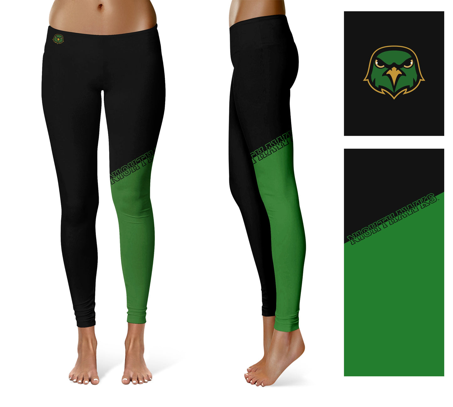 Northern Virginia NightHawks NOVA Vive La Fete Game Day Collegiate Leg Color Block Women Black Green Yoga Leggings