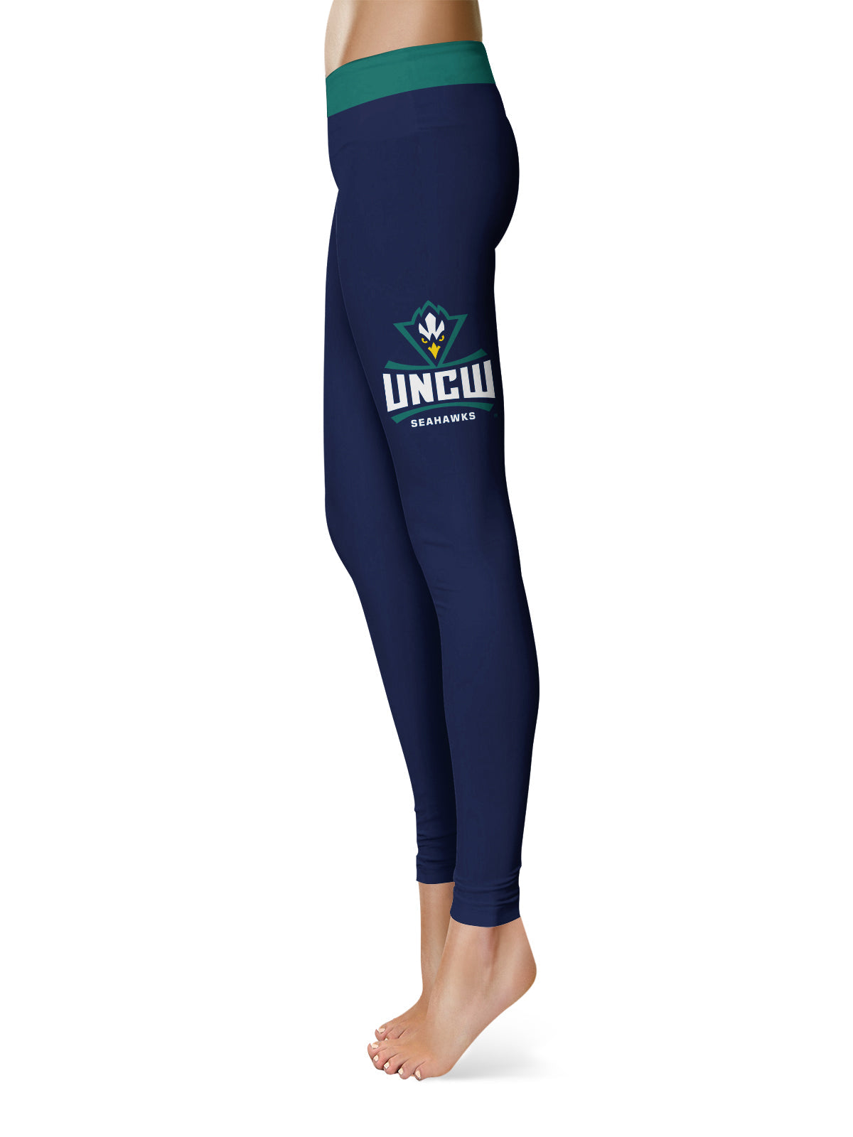 UNC Wilmington Seahawks UNCW Vive La Fete Game Day Collegiate Logo on Thigh Blue Women Yoga Leggings 2.5 Waist Tights