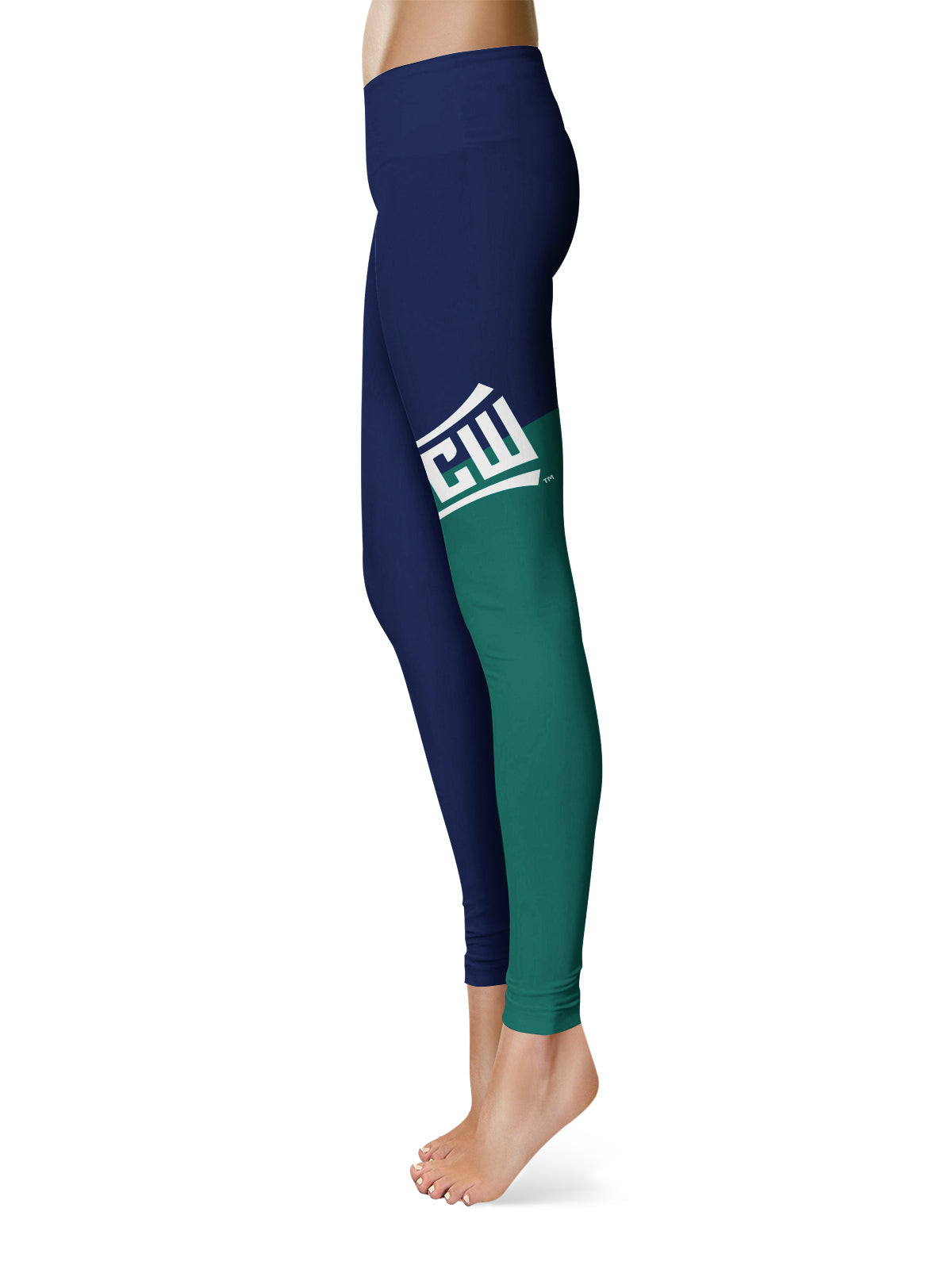 UNC Wilmington Seahawks UNCW Vive La Fete Game Day Collegiate Leg Color Block Women Blue Teal Optimum Yoga Short - Vive La F̻te - Online Apparel Store