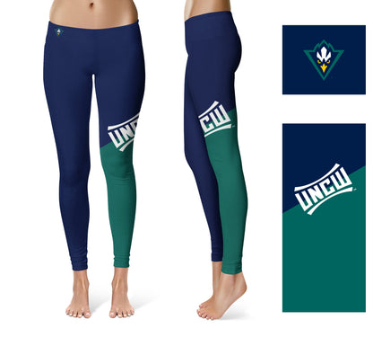 UNC Wilmington Seahawks UNCW Vive La Fete Game Day Collegiate Leg Color Block Women Blue Teal Optimum Yoga Short - Vive La F̻te - Online Apparel Store