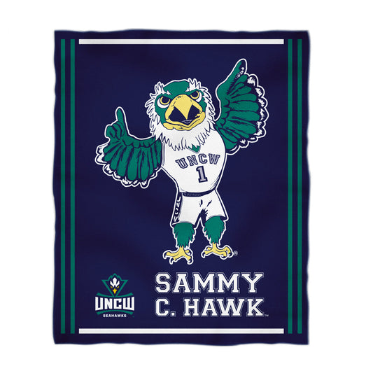 UNC Wilmington Seahawks UNCW Kids Game Day Navy Plush Soft Minky Blanket 36 x 48 Mascot
