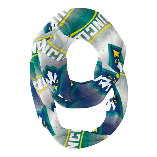 UNC Wilmington Seahawks UNCW Vive La Fete All Over Logo Game Day Collegiate Women Ultra Soft Knit Infinity Scarf