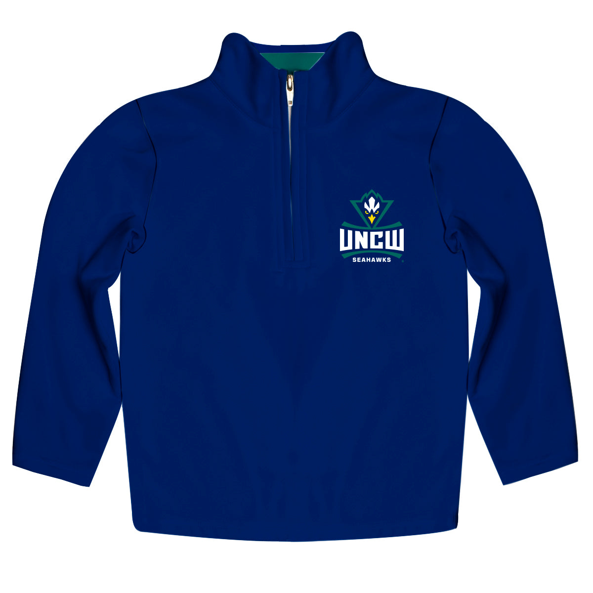 UNC Wilmington Seahawks UNCW Game Day Solid Teal Quarter Zip Pullover for Infants Toddlers by Vive La Fete