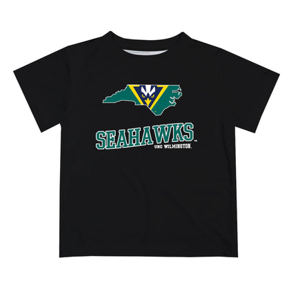 UNC Wilmington Seahawks UNCW Vive La Fete State Map Black Short Sleeve Tee Shirt