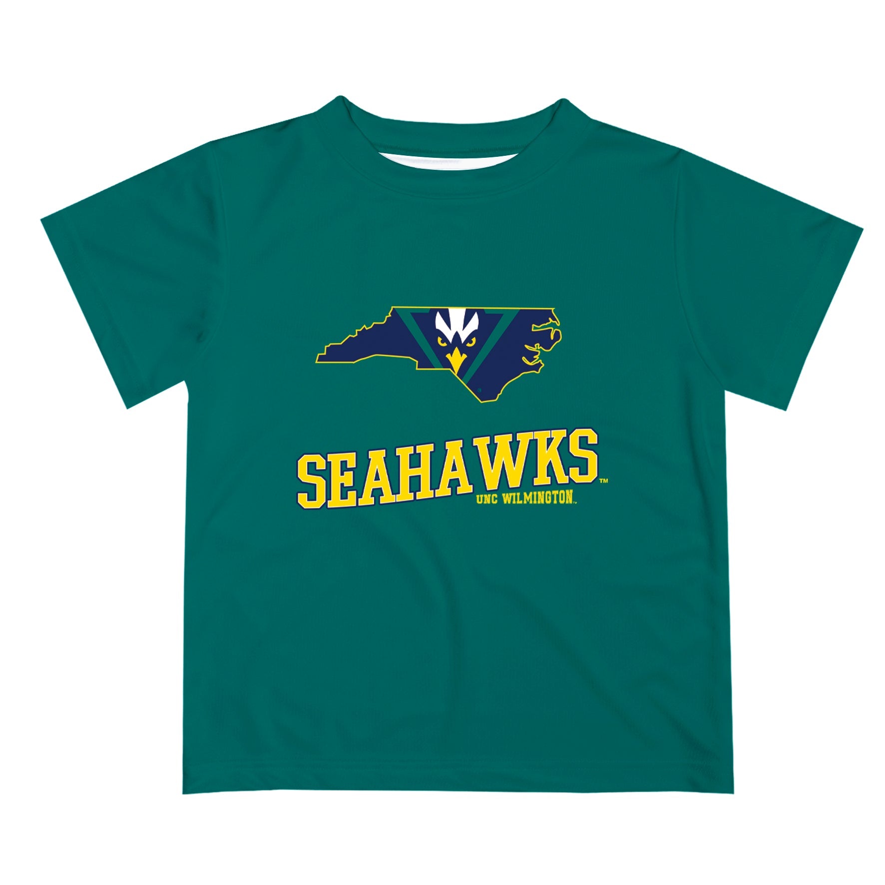 UNC Wilmington Seahawks UNCW Vive La Fete State Map Teal Short Sleeve Tee Shirt