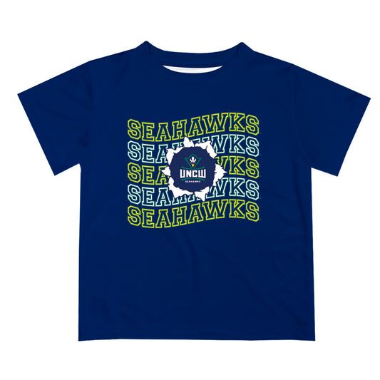 UNC Wilmington Seahawks UNCW Vive La Fete Navy Art V1 Short Sleeve Tee Shirt