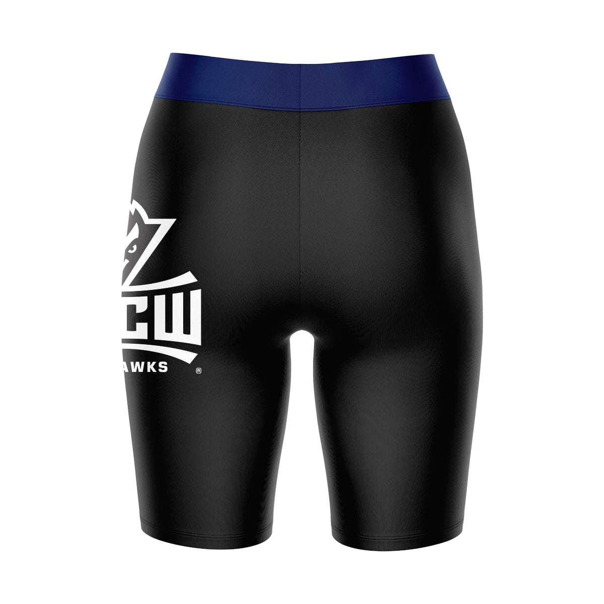 UNC Wilmington Seahawks UNCW Vive La Fete Game Day Logo on Thigh and Waistband Black and Blue Women Bike Short 9 Inseam