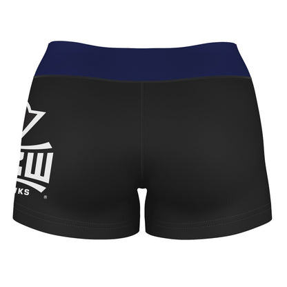 UNC Wilmington Seahawks UNCW Logo on Thigh & Waistband Black & Blue Women Yoga Booty Workout Shorts 3.75 Inseam - Vive La F̻te - Online Apparel Store
