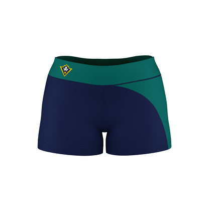 UNC Wilmington Seahawks UNCW Vive La Fete Collegiate Waist Color Block Women Navy Teal Optimum Yoga Short