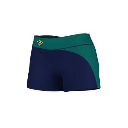 UNC Wilmington Seahawks UNCW Vive La Fete Collegiate Waist Color Block Women Navy Teal Optimum Yoga Short - Vive La F̻te - Online Apparel Store