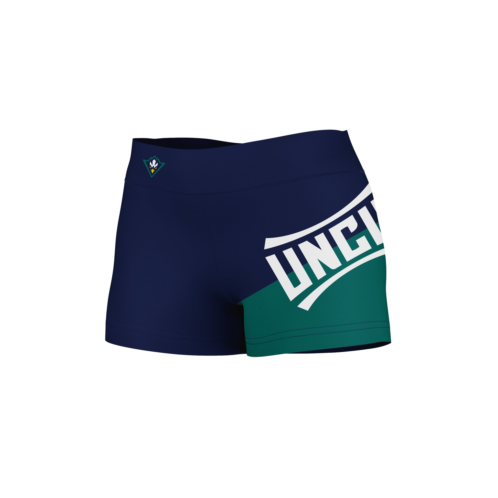 UNC Wilmington Seahawks UNCW Vive La Fete Game Day Collegiate Leg Color Block Women Blue Teal Optimum Yoga Short - Vive La F̻te - Online Apparel Store