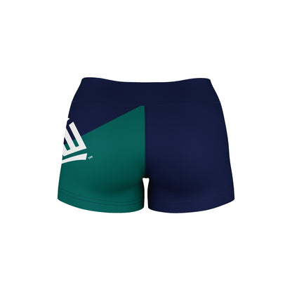 UNC Wilmington Seahawks UNCW Vive La Fete Game Day Collegiate Leg Color Block Women Blue Teal Optimum Yoga Short - Vive La F̻te - Online Apparel Store