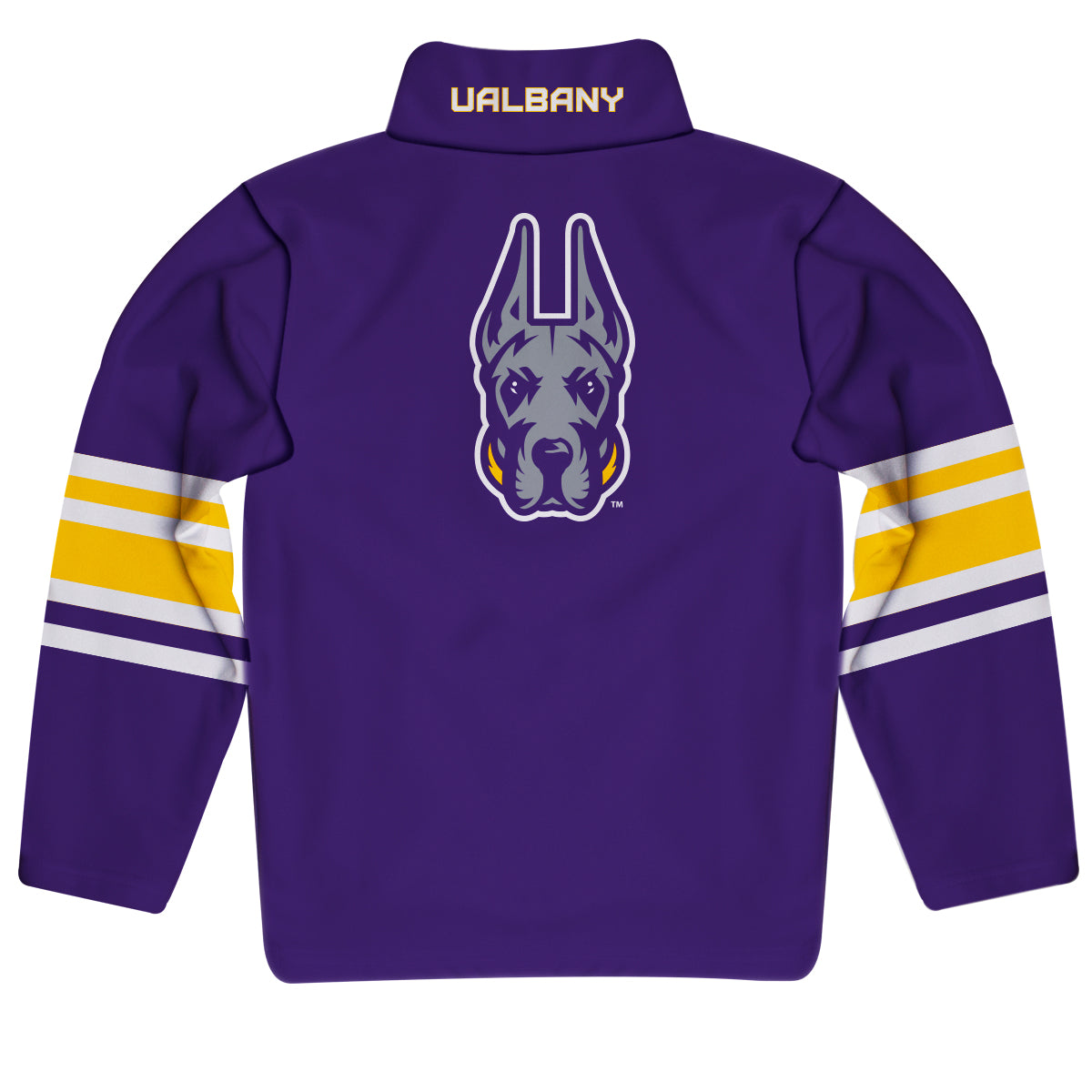 University at Albany Great Danes UALBANY Game Day Purple Quarter Zip Pullover for Infants Toddlers by Vive La Fete