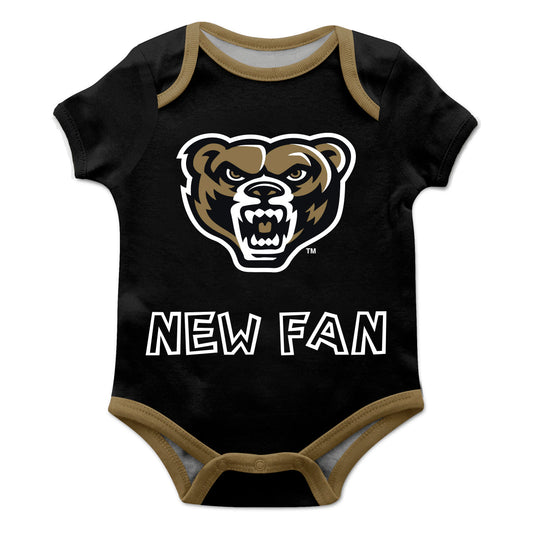 Oakland Golden Grizzlies Infant Game Day Black Short Sleeve One Piece Jumpsuit New Fan Mascot Bodysuit by Vive La Fete