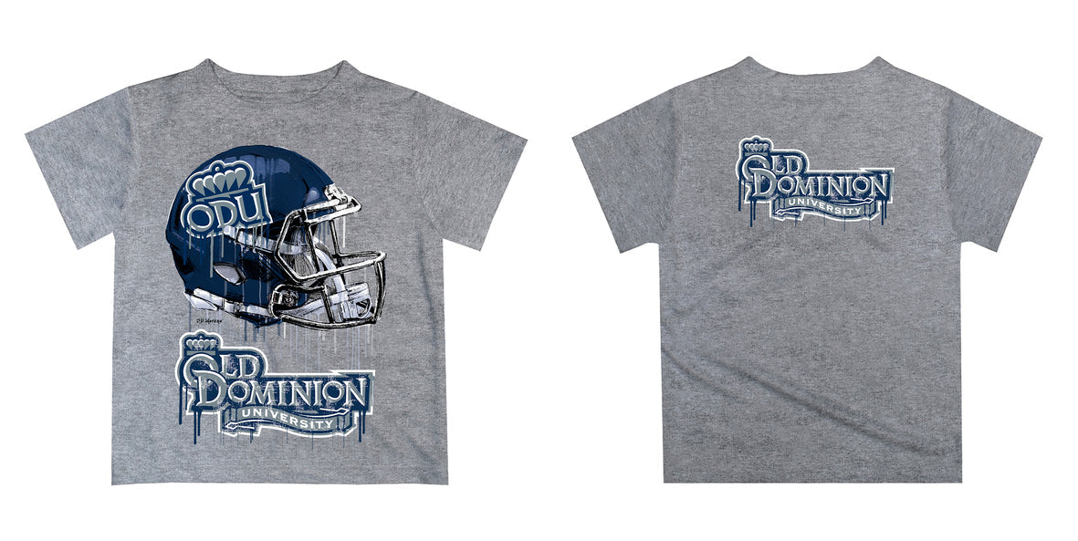 Old Dominion Monarchs Original Dripping Football Helmet Heather Gray T-Shirt by Vive La Fete