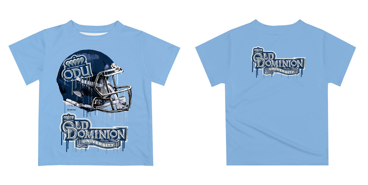 Old Dominion Monarchs Original Dripping Football Helmet Blue T-Shirt by Vive La Fete