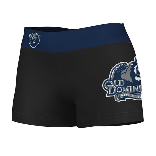 ODU Monarchs Vive La Fete Game Day Logo on Thigh and Waistband Black & Navy Women Yoga Booty Workout Shorts 3.75 Inseam"