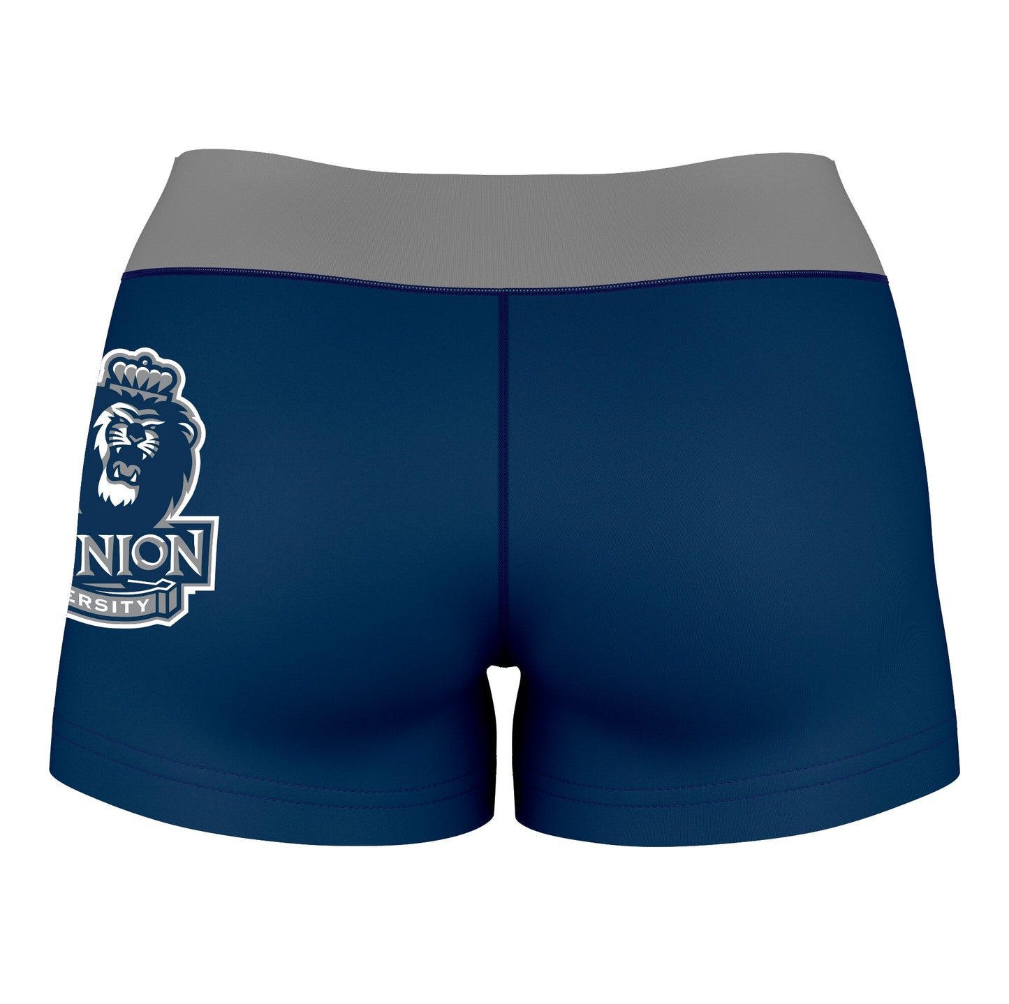 Old Dominion Monarchs Vive La Fete Logo on Thigh & Waistband Blue Gray Women Yoga Booty Workout Shorts 3.75 Inseam - Vive La F̻te - Online Apparel Store