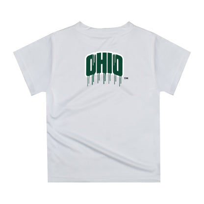 Ohio University Bobcats Original Dripping Football Helmet White T-Shirt by Vive La Fete