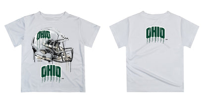 Ohio University Bobcats Original Dripping Football Helmet White T-Shirt by Vive La Fete