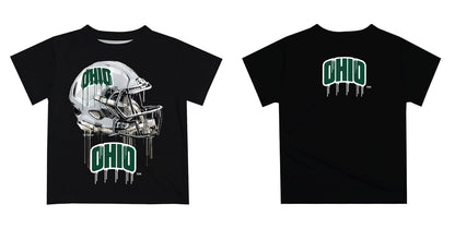 Ohio University Bobcats Original Dripping Football Helmet Black T-Shirt by Vive La Fete