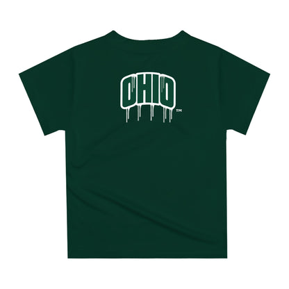 Ohio University Bobcats Original Dripping Football Helmet Green T-Shirt by Vive La Fete