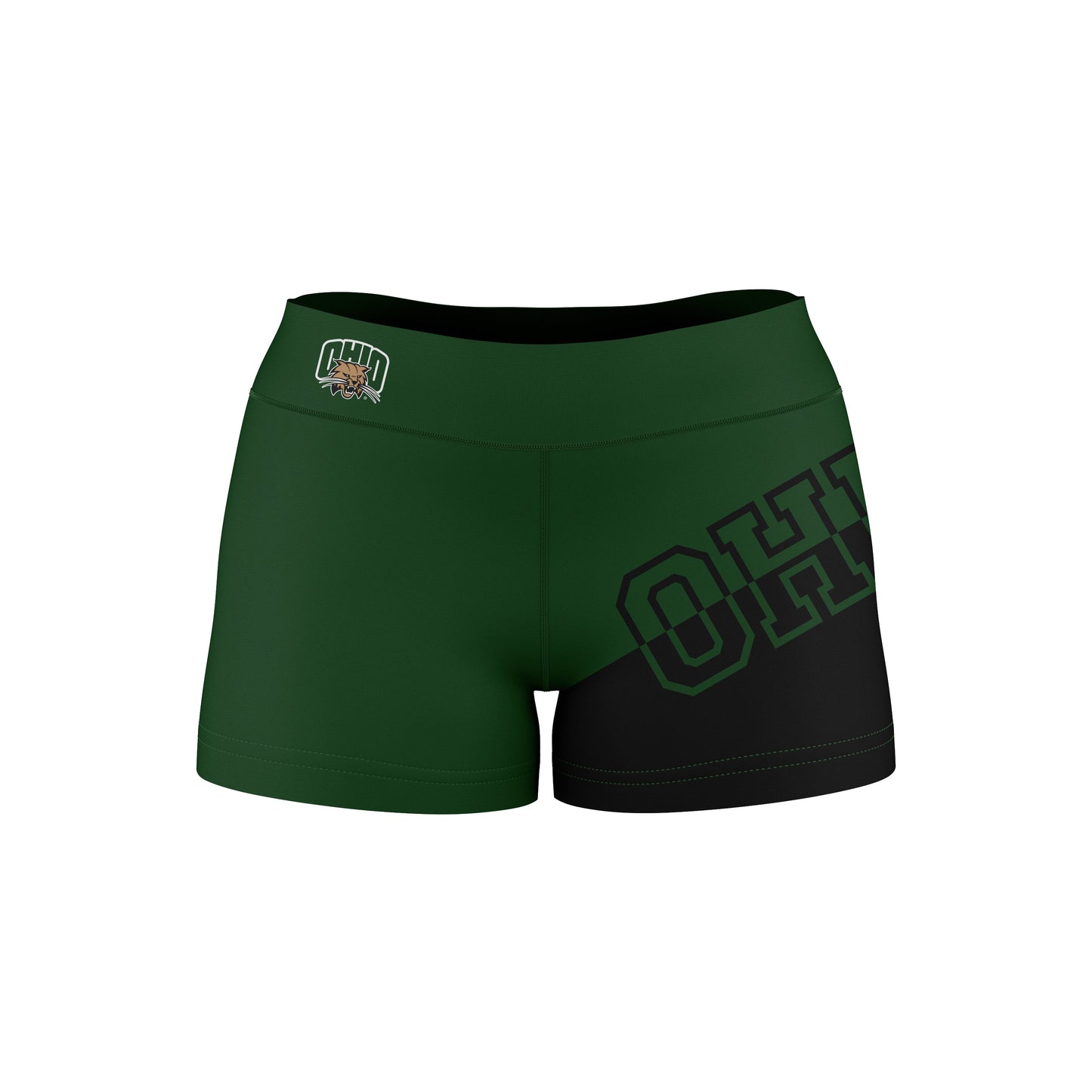 Ohio University Bobcats Vive La Fete Game Day Collegiate Leg Color Block Women Green Black Optimum Yoga Short