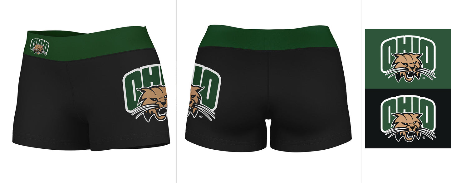 Ohio Bobcats Vive La Fete Game Day Logo on Thigh & Waistband Black & Green Women Yoga Booty Workout Shorts 3.75 Inseam" - Vive La F̻te - Online Apparel Store