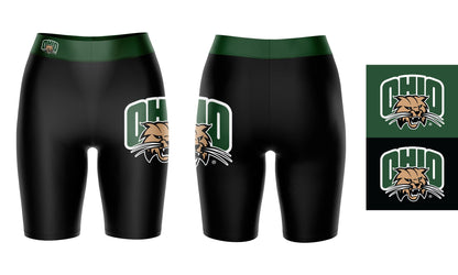 Ohio Bobcats Vive La Fete Game Day Logo on Thigh and Waistband Black and Green Women Bike Short 9 Inseam"