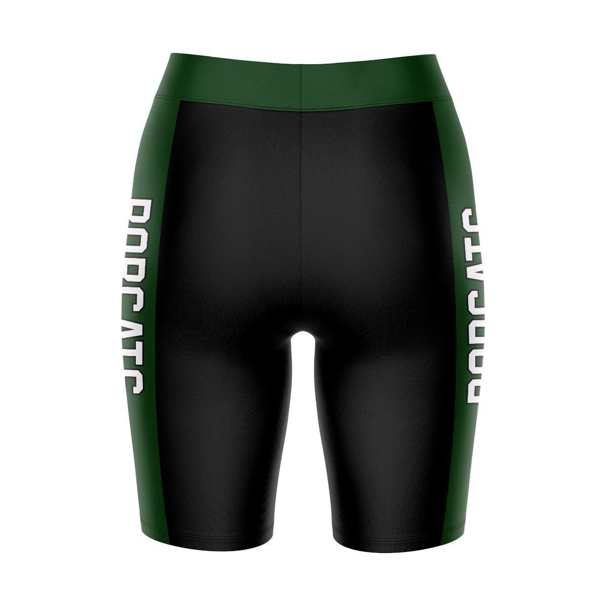 Ohio University Bobcats Vive La Fete Game Day Logo on Waistband and Green Stripes Black Women Bike Short 9 Inseam"