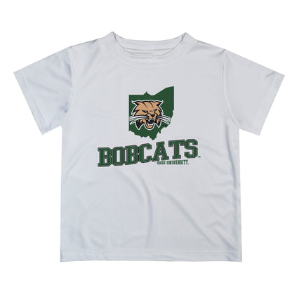 Ohio University Bobcats Vive La Fete State Map White Short Sleeve Tee Shirt