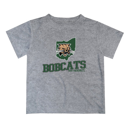 Ohio University Bobcats Vive La Fete State Map Heather Gray Short Sleeve Tee Shirt