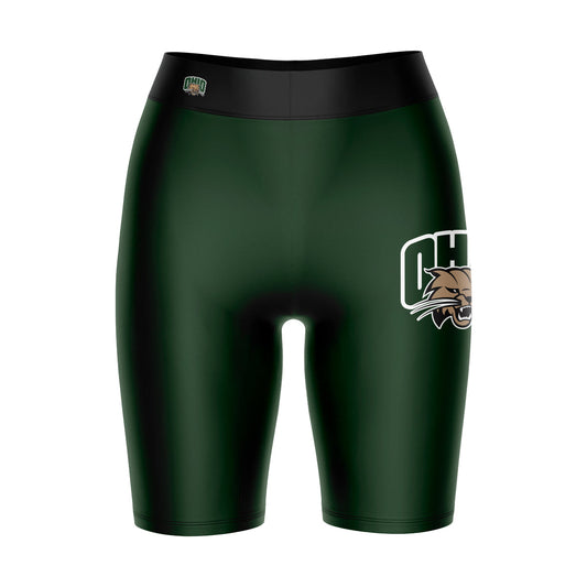 Ohio Bobcats Vive La Fete Game Day Logo on Thigh and Waistband Green and Black Women Bike Short 9 Inseam