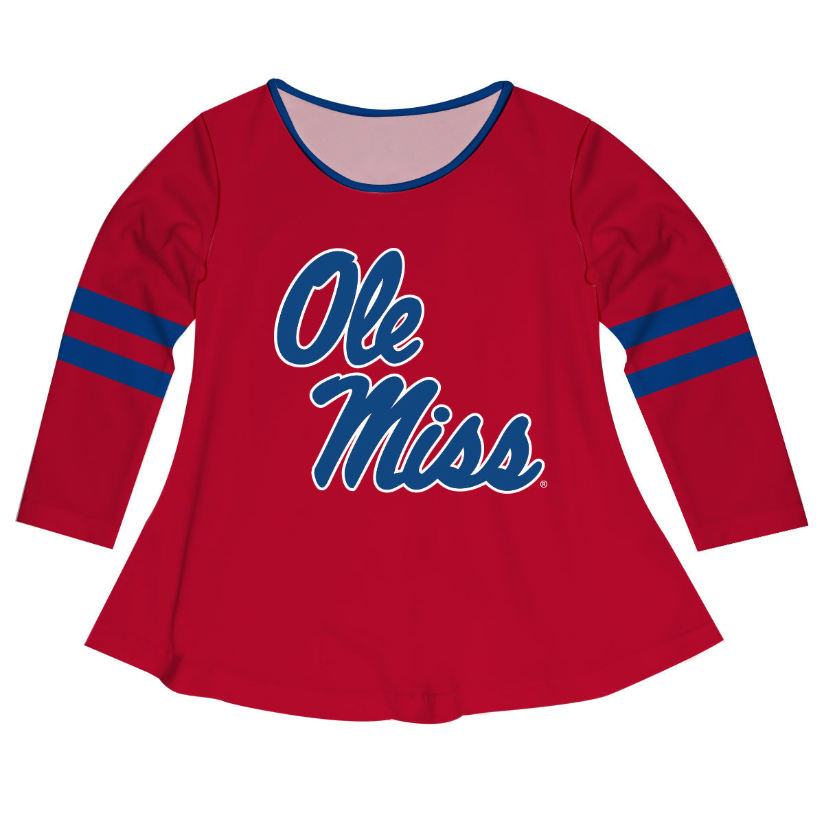 Mississippi Rebels Big Logo Red Stripes Long Sleeve Girls Laurie Top by Vive La Fete