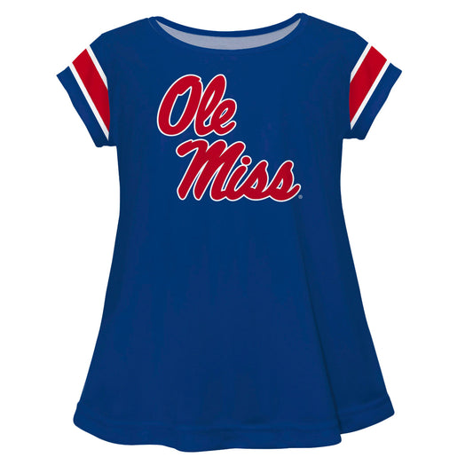 Mississippi Ole Miss Navy Blue And Red Short Sleeve Girls Laurie Top by Vive La Fete