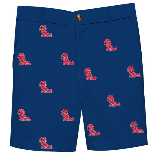 Mississippi Ole Miss All Over Navy Blue Print Structured Short