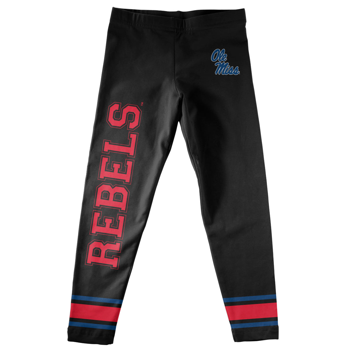 Mississippi Rebels Verbiage And Logo Black Stripes Leggings