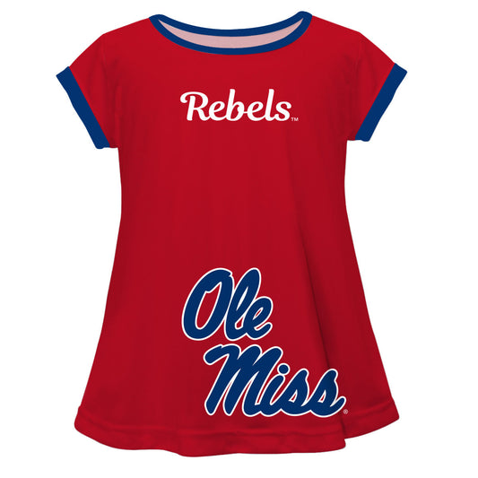 Mississippi Rebels Big Logo Red Short Sleeve Girls Laurie Top by Vive La Fete