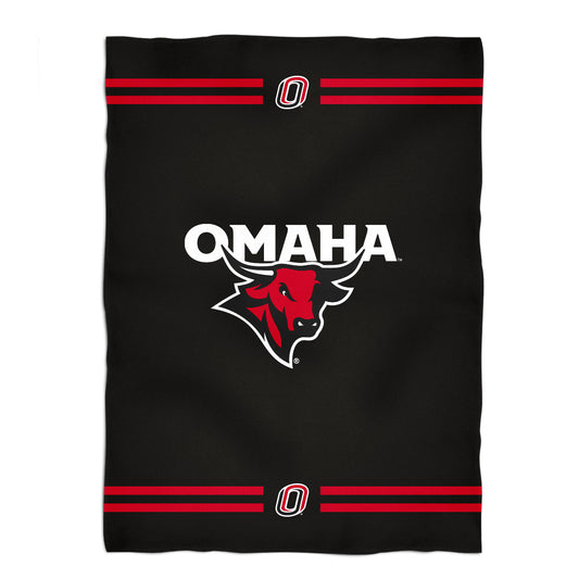 Omaha Mavericks Game Day Soft Premium Fleece Black Throw Blanket 40 x 58 Logo and Stripes