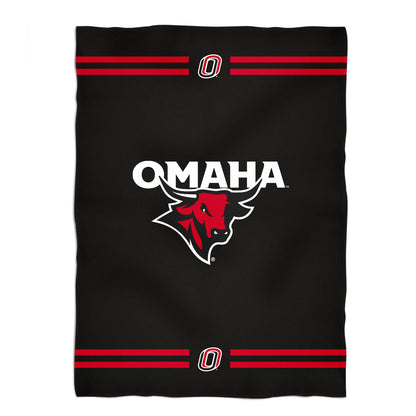 Omaha Mavericks Game Day Soft Premium Fleece Black Throw Blanket 40 x 58 Logo and Stripes