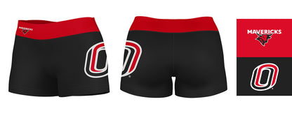 Omaha Mavericks Vive La Fete Game Day Logo on Thigh & Waistband Black & Red Women Yoga Booty Workout Shorts 3.75 Inseam - Vive La F̻te - Online Apparel Store